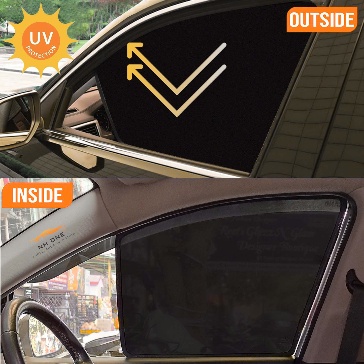 Custom Fit Car Window Sunshade for Tata Tiago | UV Protection | 4 PCS Set