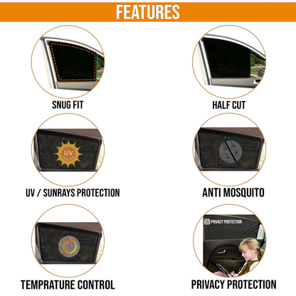 Custom Fit Car Window Sunshade for Tata Tiago | UV Protection | 4 PCS Set