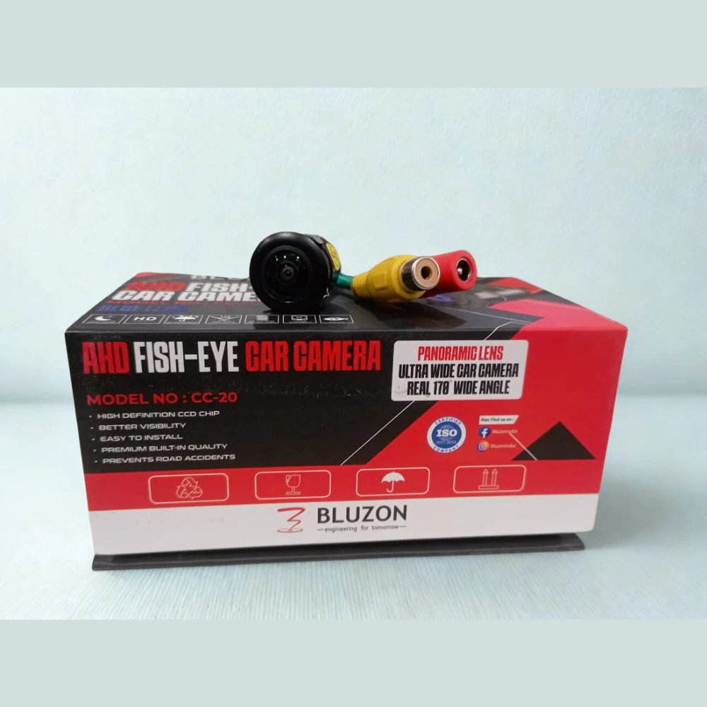 Bluzon Car Full AHD Fisheye Camera | 170° Ultra-Wide Angle | Panoramic Lens | Waterproof Design