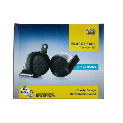Hella Pearl Trumpet Horn Set (12V, 400/500 Hz, 105-118 dB @ 2m) | For Bikes and Cars