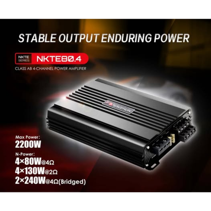 Nakamichi NKTE80.4 4-Channel Class AB Amplifier | Compact & Durable Design