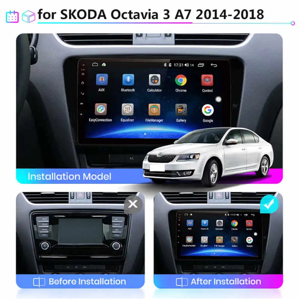 Android Frame for Skoda Octavia 2014 - 9-Inch Stereo Fitment | Premium ABS Plastic | Matte Finish