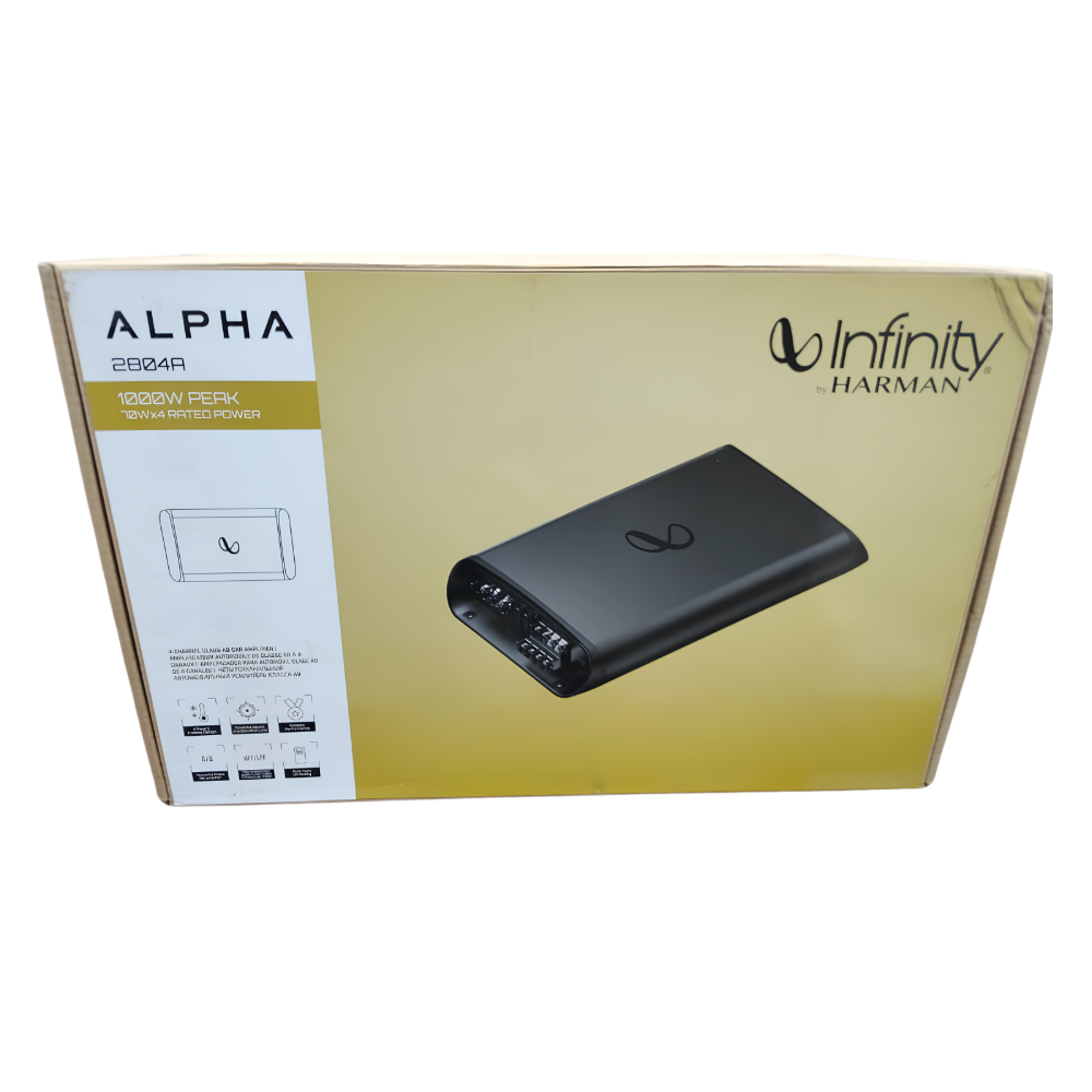 Infinity Alpha 2804A 4-Channel Class AB Car Amplifier | 1000W Peak Power | 70W x 4 RMS