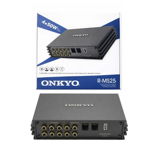 Onkyo R-MS25 DSP Car Amplifier | 4 Channel Input | 8 Channel Output | 4×50W Max Power | Built-In Bluetooth