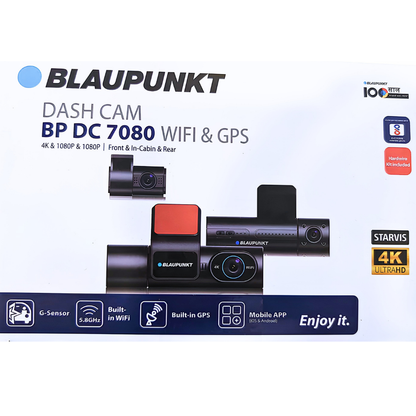 Blaupunkt BP DC 7080 Dash Camera | 4K Ultra HD Front + Dual 1080p | Triple Channel WiFi & GPS Dashcam | Sony STARVIS Sensor