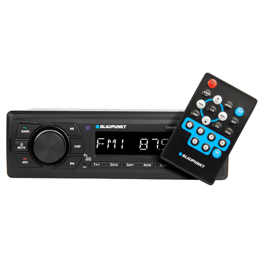 BLAUPUNKT Car Stereo Colombo-130BT Digital Media Receiver, 1 DIN, 4x50 watts with Dual USB Ports (Music & Charging), Bluetooth, AUX in, FM, Hands Free Calling & Remote Control