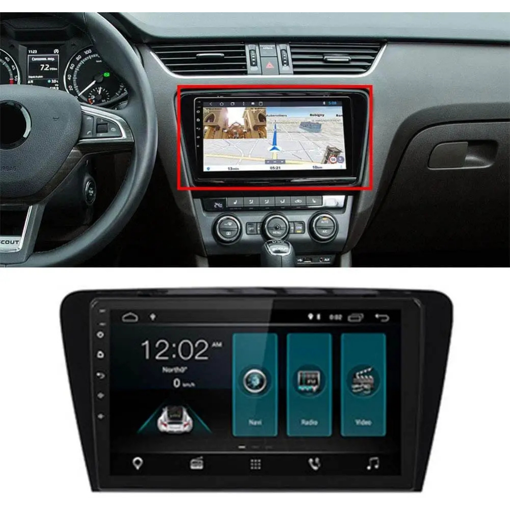 Android Frame for Skoda Octavia 2014 - 9-Inch Stereo Fitment | Premium ABS Plastic | Matte Finish