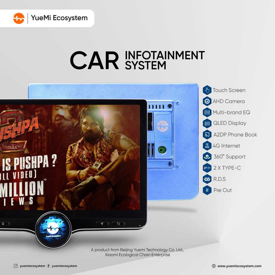 YueMi M11 Car Infotainment System | 4GB RAM + 64GB Storage | 11.5" Display | Digital Knob Interface