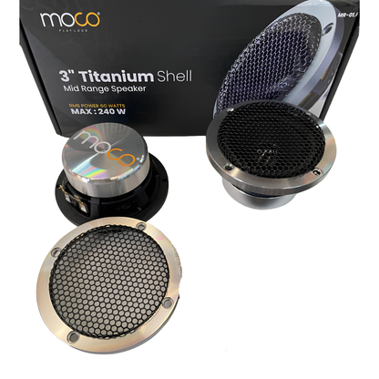 MOCO 3" Titanium Shell Mid-Range Speakers | 240W Max Power | 60W RMS | Premium Car Audio Upgrade (Pair)