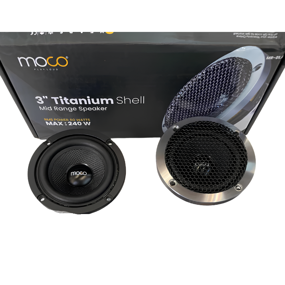 MOCO 3" Titanium Shell Mid-Range Speakers | 240W Max Power | 60W RMS | Premium Car Audio Upgrade (Pair)
