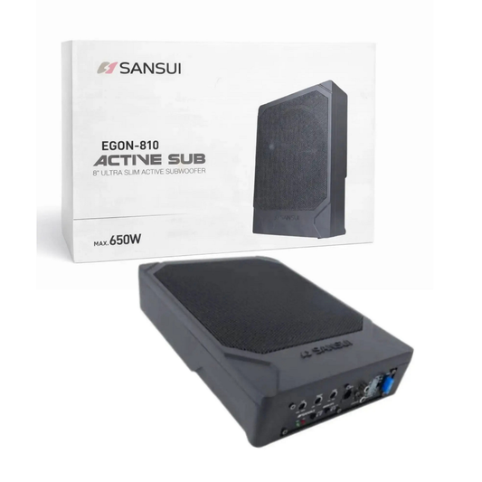 Sansui EGON-810 Active Underseat Subwoofer | 8 Inch Ultra Slim Powered Subwoofer | 650W Max Power