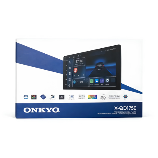 Onkyo X-QD1750 Android Car Stereo | 8GB RAM + 256GB Storage | 2K QLED Display | DSP | Wireless CarPlay & Android Auto