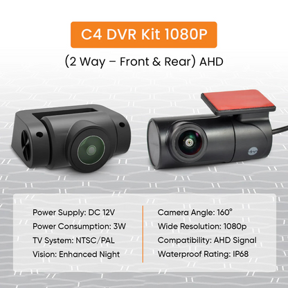 YueMi C4 Dash Cam 1080P – Dual-Channel Front & Rear AHD Camera System