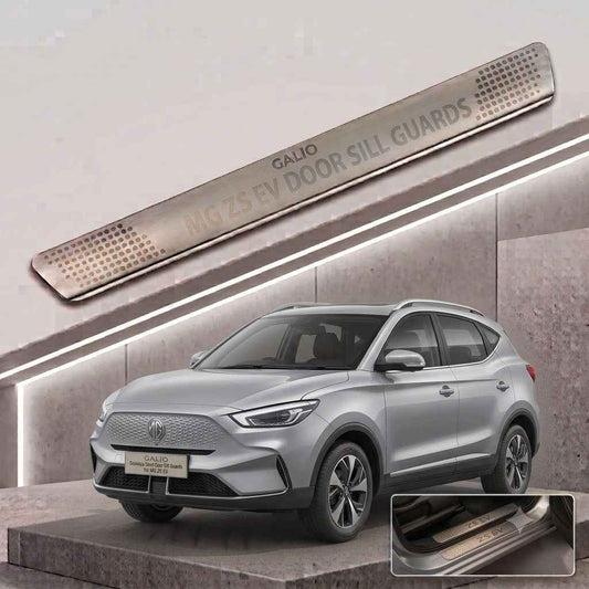 Galio Stainless Steel Door Sill Guards for MG ZS EV 2021 Onwards | Set of 4 Scuff Plates | Metal Threshold Protection