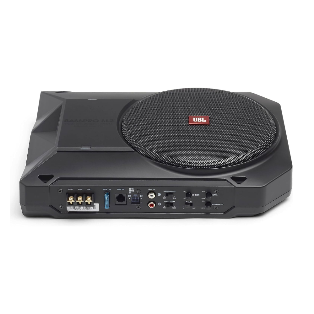 JBL BassPro SL2 Active Underseat Car Subwoofer with Built-in Amplifier | 8" Powered Subwoofer | 125W RMS