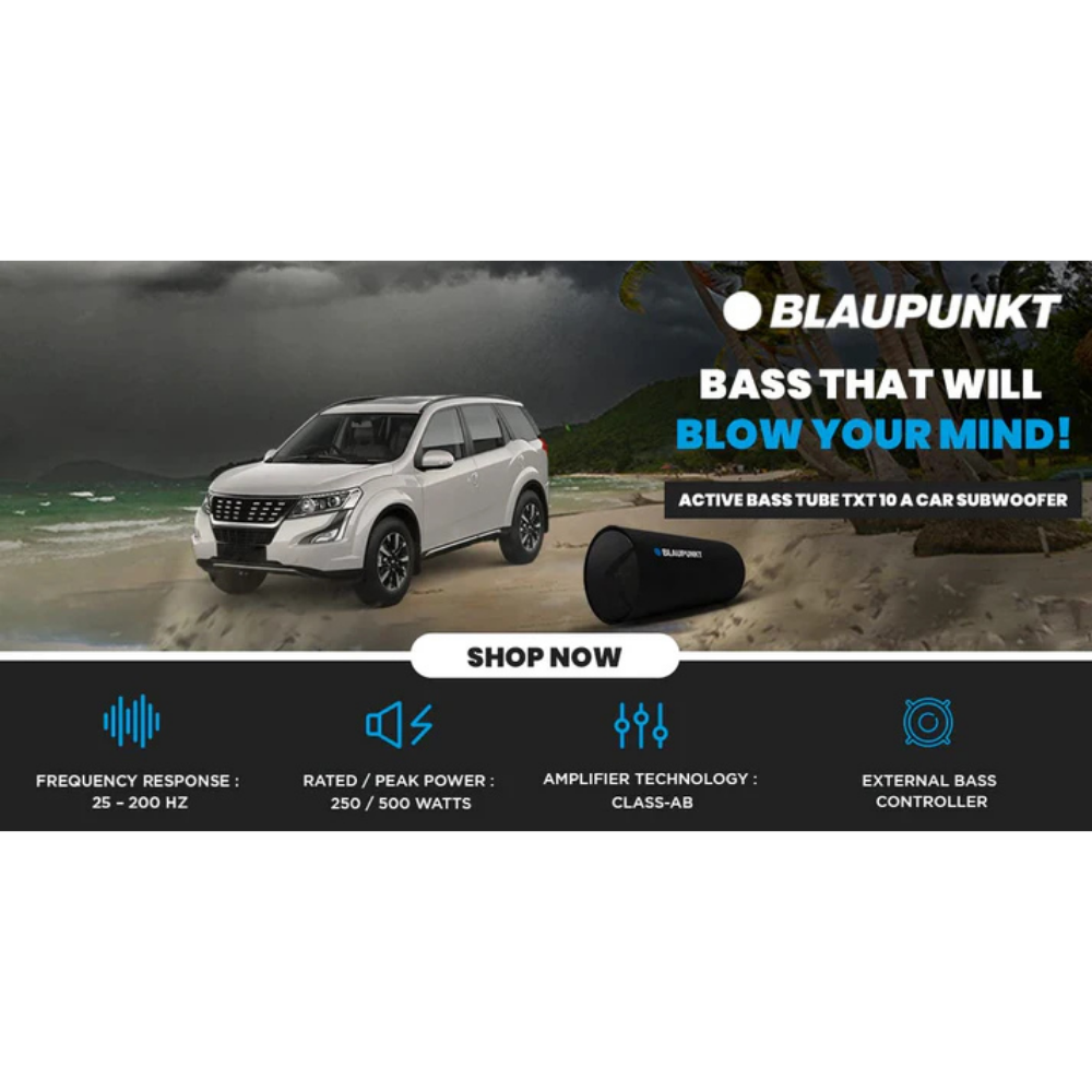 Blaupunkt TXT-10A 10″ Class A/B Active Basstube | 120W RMS | 600W Peak Power | Deep Powerful Bass