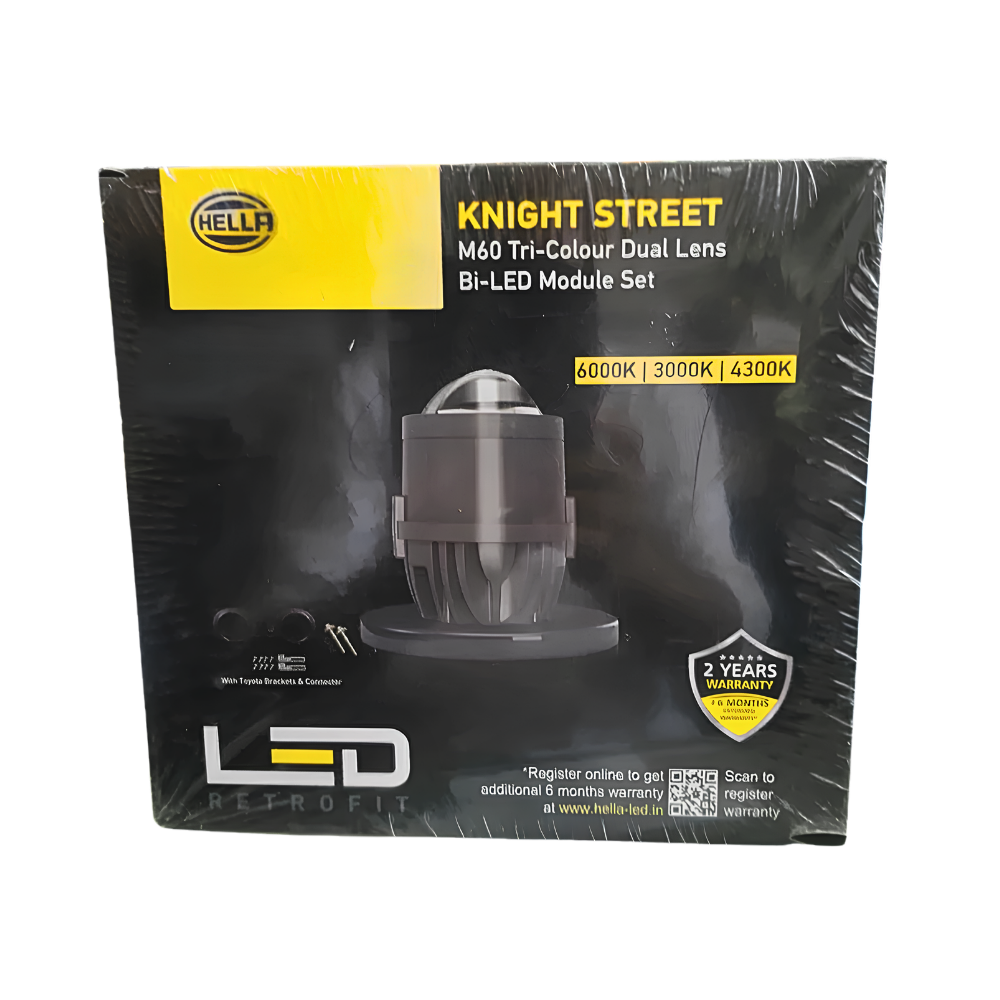HELLA Knight Street M60 2-Inch Tri-Colour Bi-LED Projector Module Set | Dual Beam | 6000K / 4300K / 3000K