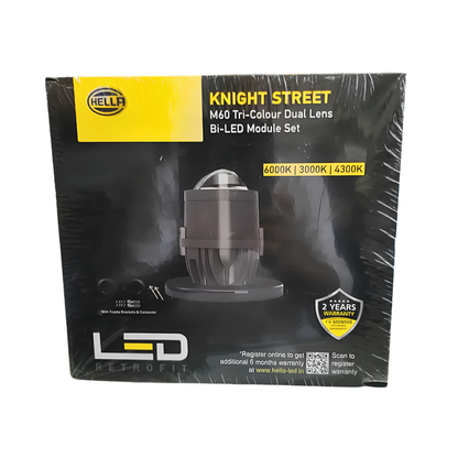 HELLA Knight Street M60 2-Inch Tri-Colour Bi-LED Projector Module Set | Dual Beam | 6000K / 4300K / 3000K
