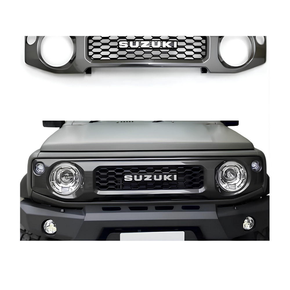 Black ABS Plastic Suzuki Jimny Front Grille with SUZUKI Logo | Matt & Glossy Finish