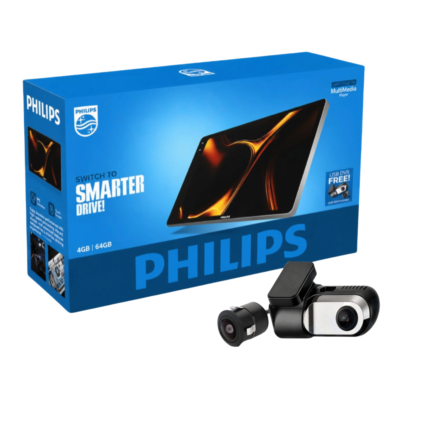 Philips TAC9200 9 Inch Android Car Stereo | 4GB 64GB | Wireless CarPlay & Android Auto | Front DVR + Reverse Camera Free