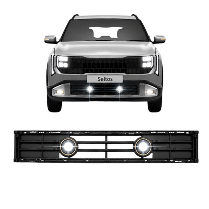 Fog Light Grill for Kia Seltos 2026 Base Model 3-Inch Single Projector Front Grill | ABS | Single 3-Inch LED / Bi-LED Compatible