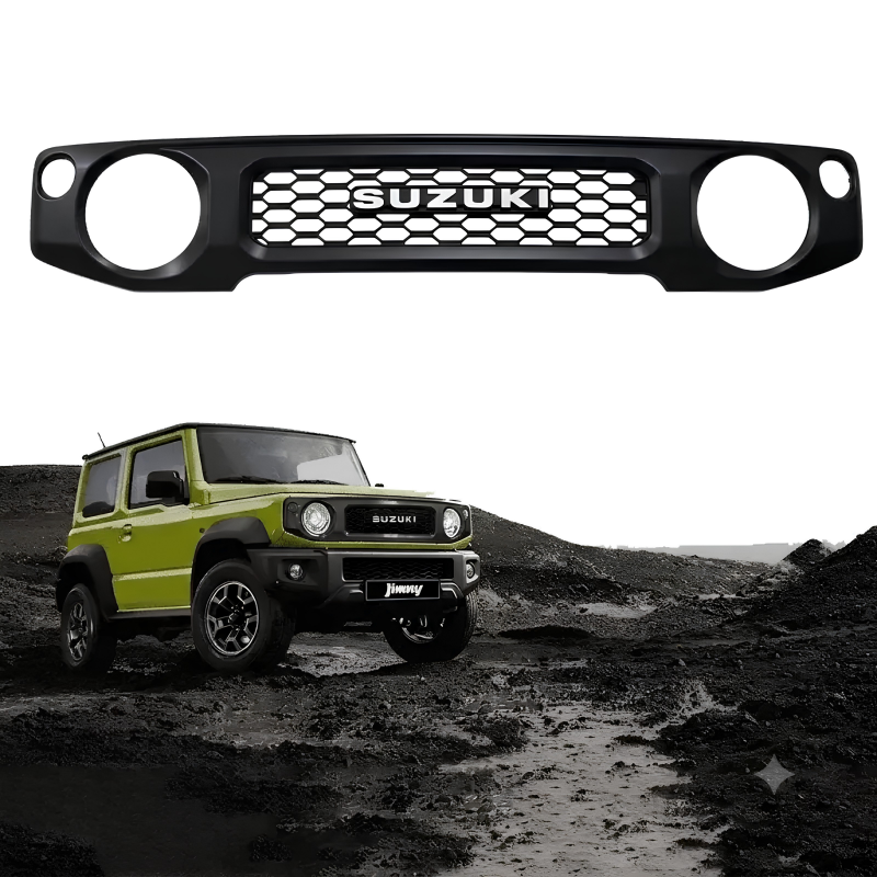 Black ABS Plastic Suzuki Jimny Front Grille with SUZUKI Logo | Matt & Glossy Finish
