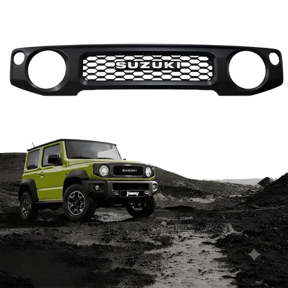 Black ABS Plastic Suzuki Jimny Front Grille with SUZUKI Logo | Matt & Glossy Finish