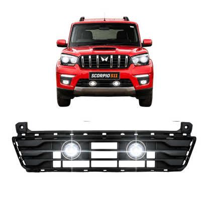 Fog Light Grill for Mahindra Scorpio S11 3-Inch Single Projector Front Grill | ABS | Single 3-Inch LED / Bi-LED Compatible
