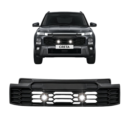 Fog Light Grill for Hyundai Creta 2024 3-Inch Single Projector Front Grill | ABS | Single 3-Inch LED / Bi-LED Compatible