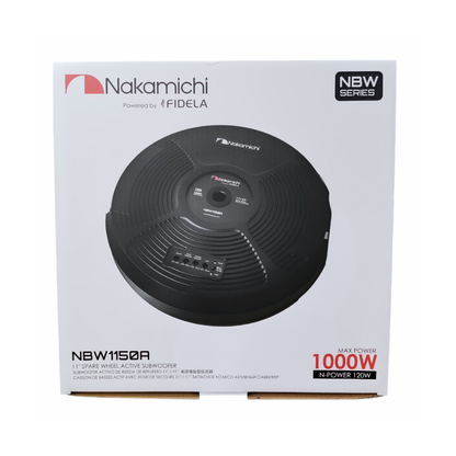 Nakamichi NBW1150A Spare Wheel Active Subwoofer with Built-in Amplifier | 11 Inch | 1000W Max Power