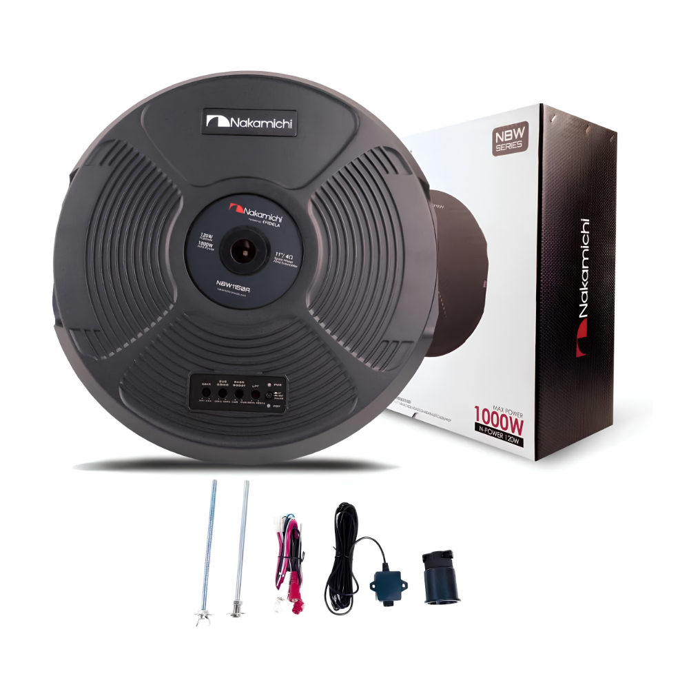 Nakamichi NBW1150A Spare Wheel Active Subwoofer with Built-in Amplifier | 11 Inch | 1000W Max Power