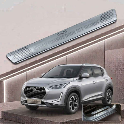 Galio Stainless Steel Door Sill Guards for Nissan Magnite 2020 Onwards | Set of 4 Scuff Plates | Metal Threshold Protection