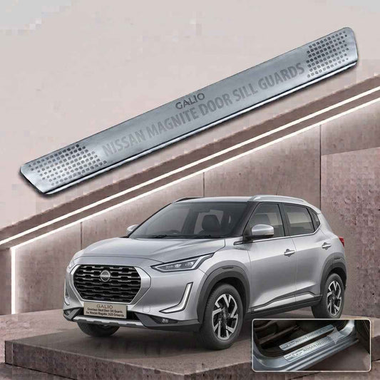Galio Stainless Steel Door Sill Guards for Nissan Magnite 2020 Onwards | Set of 4 Scuff Plates | Metal Threshold Protection