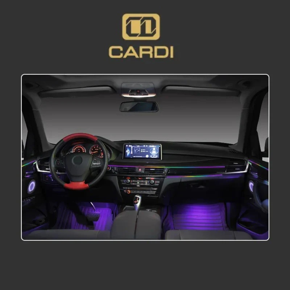 CARDI K4 | Interior Ambient Lighting Kit | 22-in-1 | App & Remote Control | Universal Fit