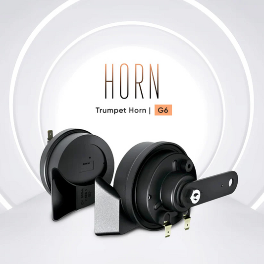 YueMi G6 trumpet horn 12V with 118 dB output and E9 certification delivering loud and clear sound for cars with durable performance