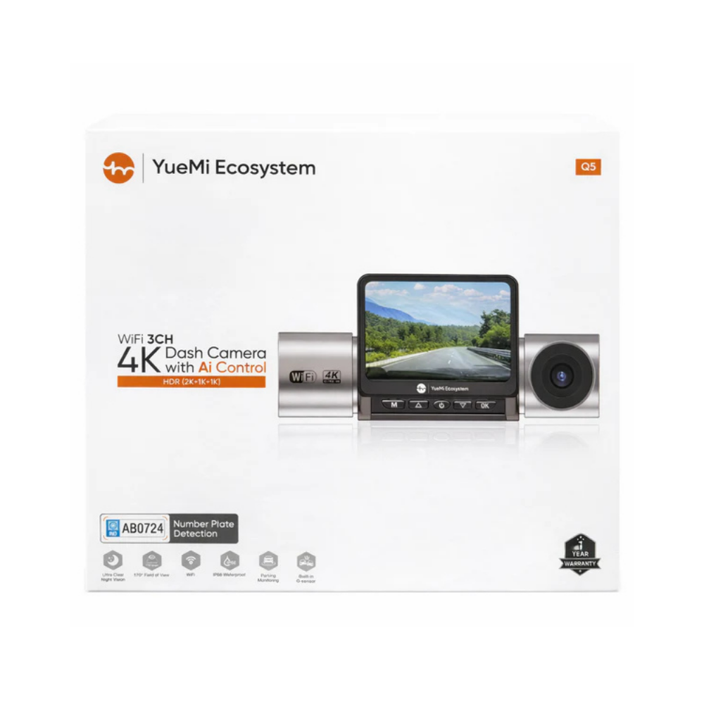 YueMi Q5 WiFi 3CH 4K Dash Camera | AI Control & App Support