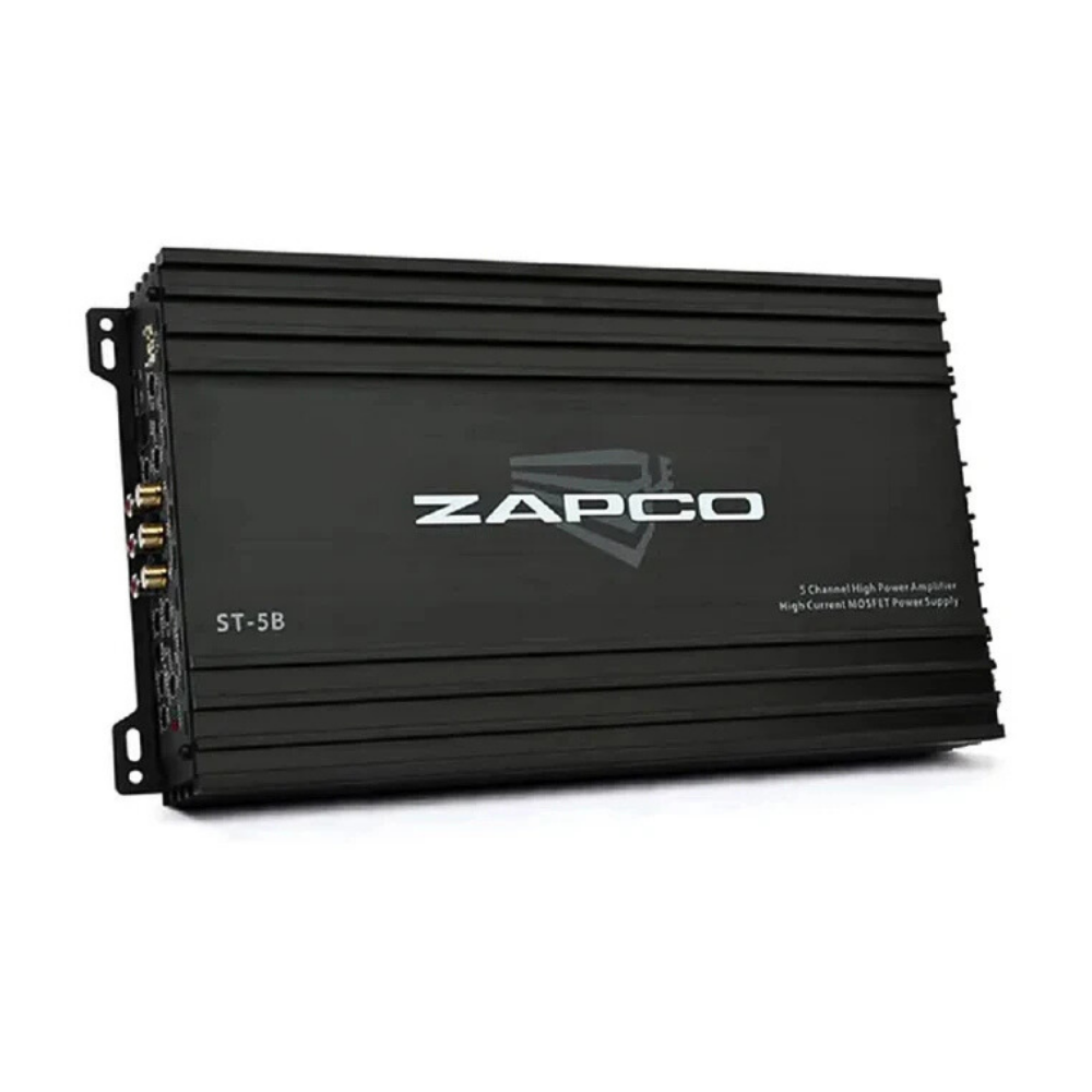 Zapco ST-5B 5-Channel Class A/B Car Amplifier for High-Fidelity Audio and Subwoofer Support.