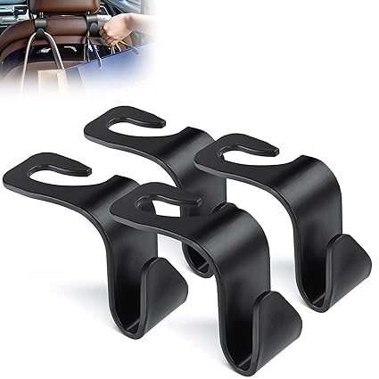 car backseat headrest hook set of 4 black plastic hanging storage organizers space saving car accessories suitable for all cars for holding bags and items