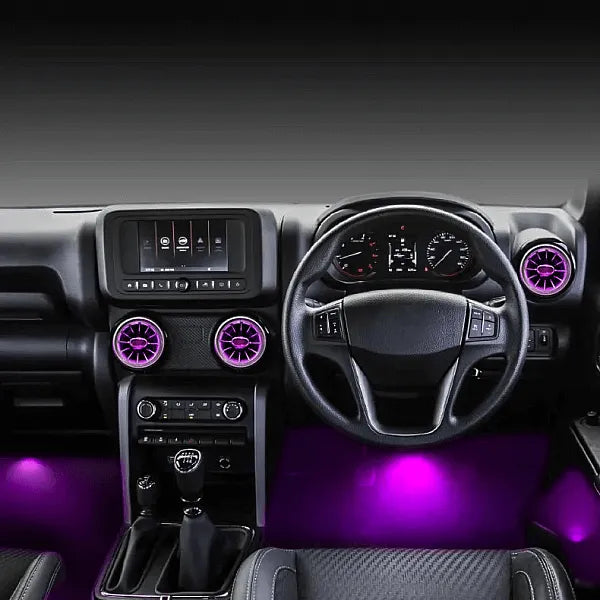  CARDI K3 AC Vent Turbine with LED Ambient Light and Foot Light for Mahindra Thar, Thar Roxx and Thar OG | RGB App Control | ABS | Set of 4 Vents and 4 Foot Lights | 1 Year Warranty