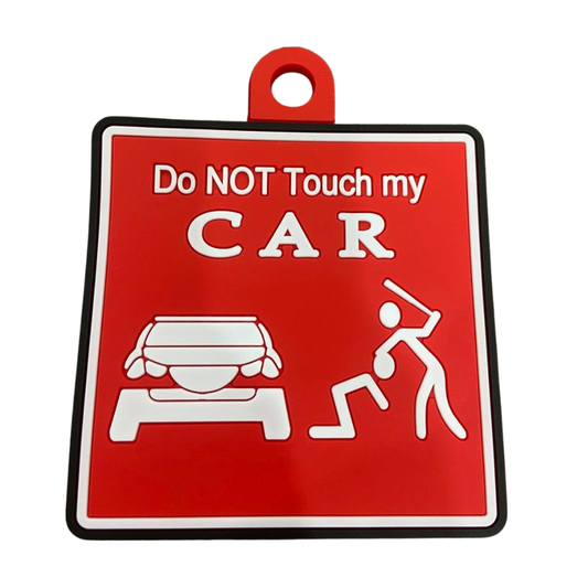 Do Not Touch My Car Warning Sign with Suction Cup, Red and White, 10 x 9 cm, Silicon Material (Easy to Apply and Remove)