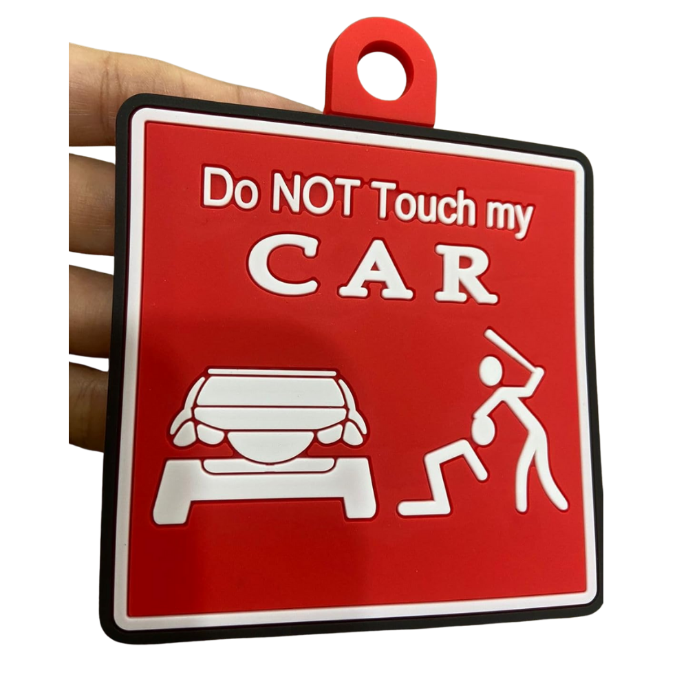 Do Not Touch My Car Warning Sign with Suction Cup, Red and White, 10 x 9 cm, Silicon Material (Easy to Apply and Remove)