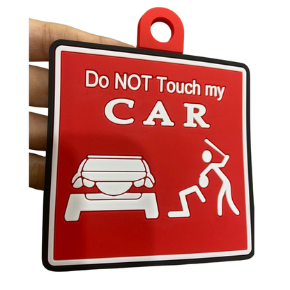 Do Not Touch My Car Warning Sign with Suction Cup, Red and White, 10 x 9 cm, Silicon Material (Easy to Apply and Remove)