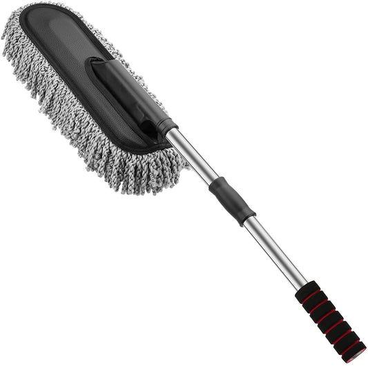 extendable long handle microfiber car duster scratch free exterior cleaning brush for cars SUVs and trucks premium detailing dust removal tool for vehicles