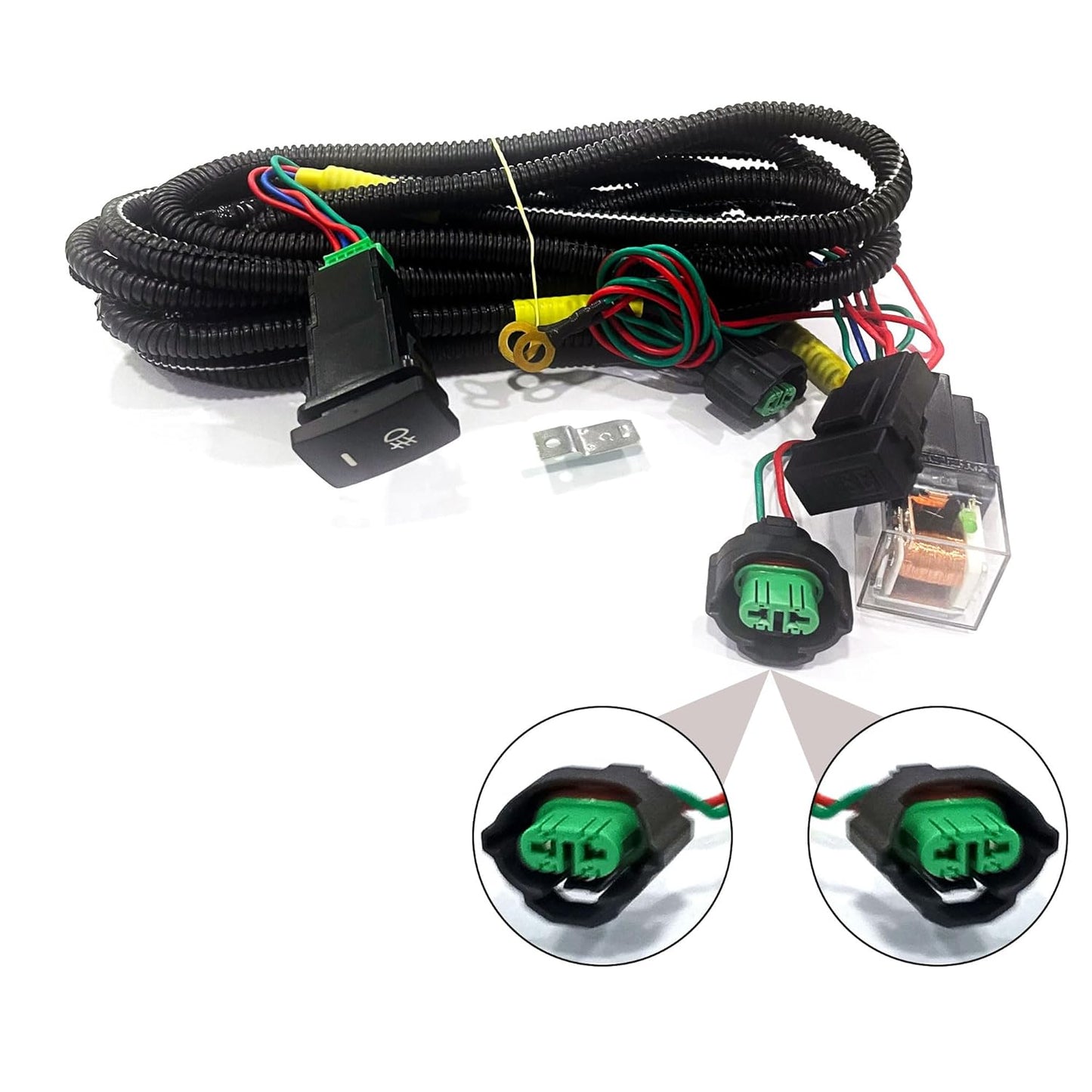 fog light harness LED indicator wiring socket switch kit 12V 40A relay for car fog lamp installation providing safe power control and reliable electrical connection