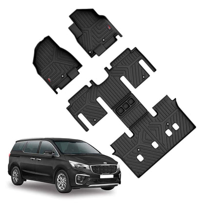GFX sleek black waterproof anti-slip floor mats for Kia Carnival.