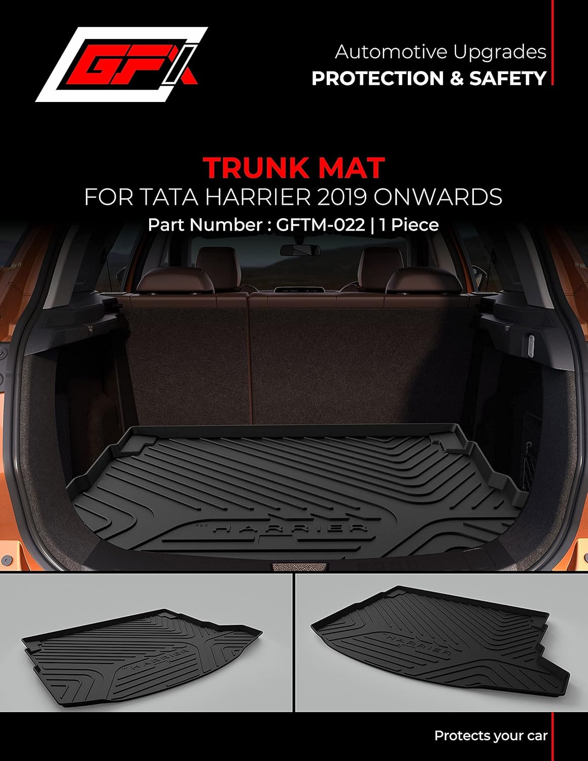 GFX Car Trunk Boot Mat for Harrier (2019 Onwards) | Premium Dicky Mat – Black