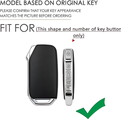 Premium Car key Cover, Kia Seltos, Sonet, Carens Smart Key Cover, for 4-Button Remote, Water-Resistant, 360° Protection