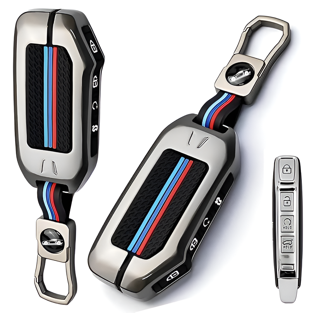 Premium Car key Cover, Kia Seltos, Sonet, Carens Smart Key Cover, for 4-Button Remote, Water-Resistant, 360° Protection