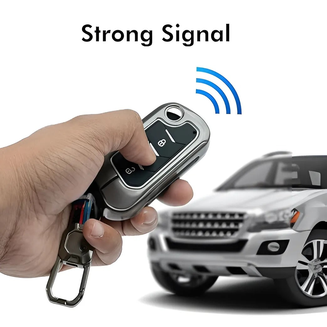 Premium Metal Key Cover for Baleno, Grand Vitara, XL6, Swift, Brezza, Ertiga, 2-Button Smart Key, Black, 360° Protection