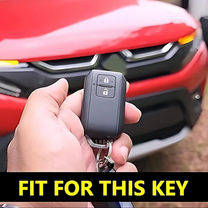 Premium Metal Key Cover for Baleno, Grand Vitara, XL6, Swift, Brezza, Ertiga, 2-Button Smart Key, Black, 360° Protection